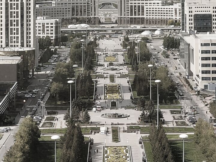 Nurjol Boulevard in Astana, seen from above